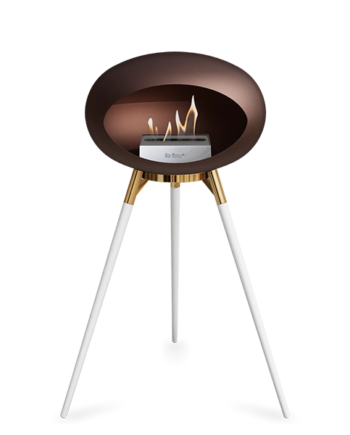 Le Feu Ground Wood High   Mocca Hvide Ben Rose Gold Stel Stål Brænder  : Erling Christensen Møbler