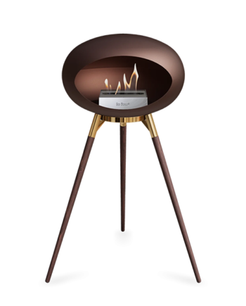 Le Feu Ground Wood High   Mocca Røget Eg Ben Rose Gold Stel Stål Brænder  : Erling Christensen Møbler