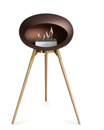 Le Feu Ground Wood High   Mocca Sæbebehandlet Eg Ben Rose Gold Stel Stål Brænder  : Erling Christensen Møbler