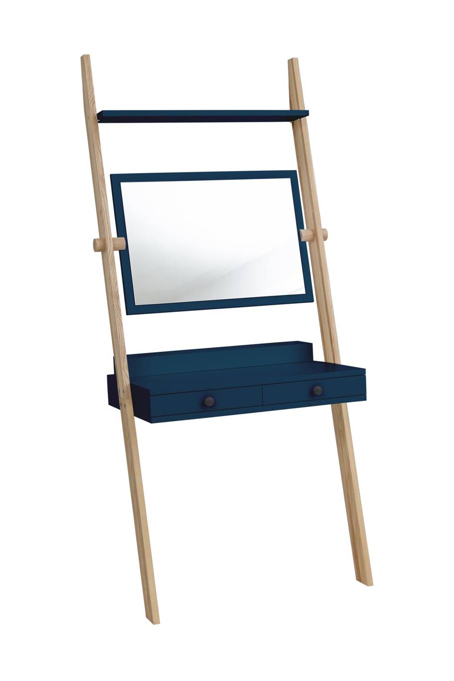 Leno Sminkebord 79x183cm Asketræ   Petrol Blue