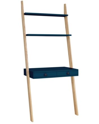 Leno Stigehylde Skrivebord 79x183cm Asketræ   Petrol Blue
