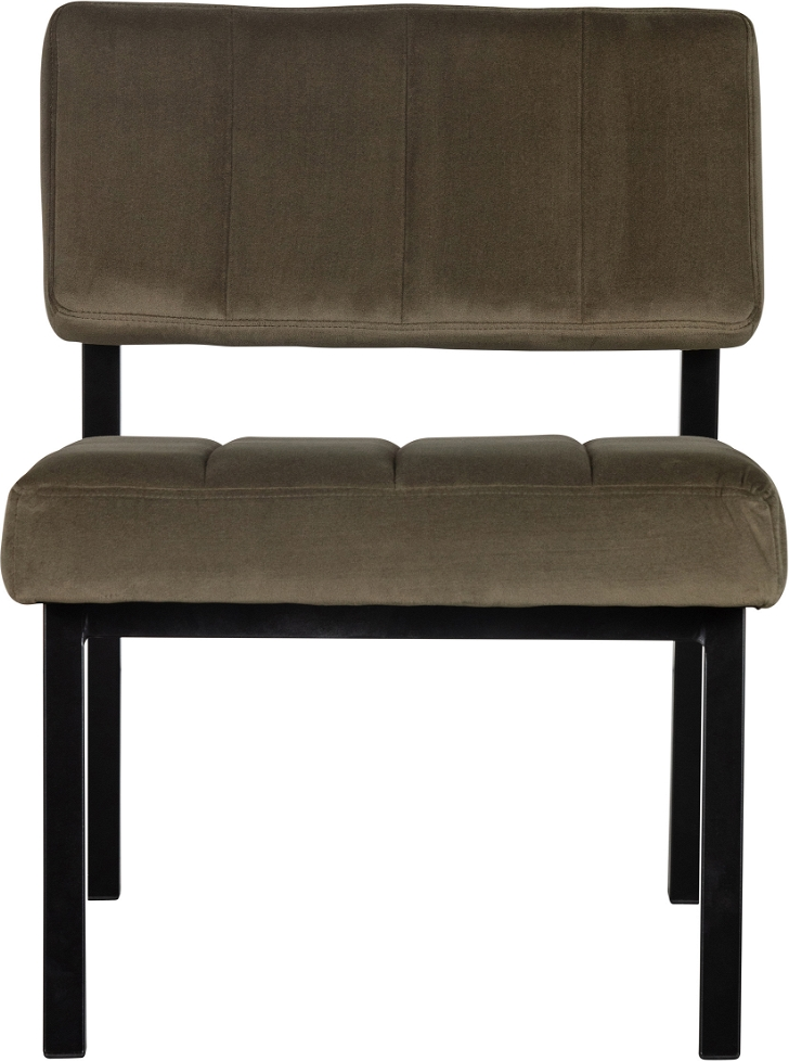 Loungestol Lænestol Woood Exclusive Kaja   Army Grøn Fløjl  Sort Lakeret Birketræ  H72xb55xl74 Cm
