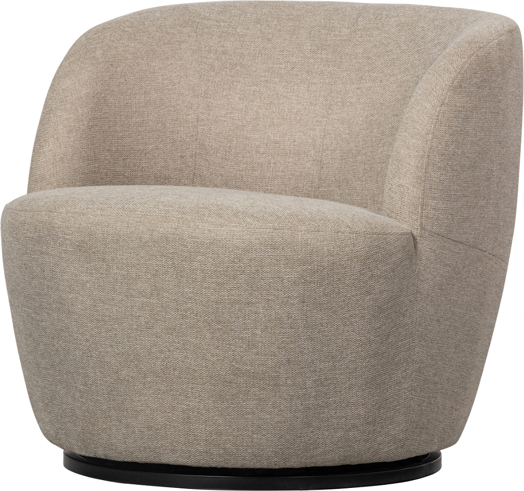 Loungestol Woood Exclusive Serra   Sandfarvet Vævet Polyester Med Drejefunktion   75ã 70ã 77 Cm