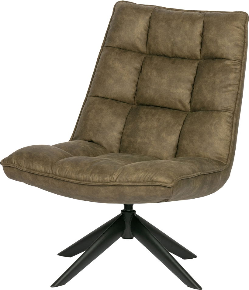 Loungestol Woood Jouke Drejestol   Grøn Polyester Lænestol Med Sort Metalbase