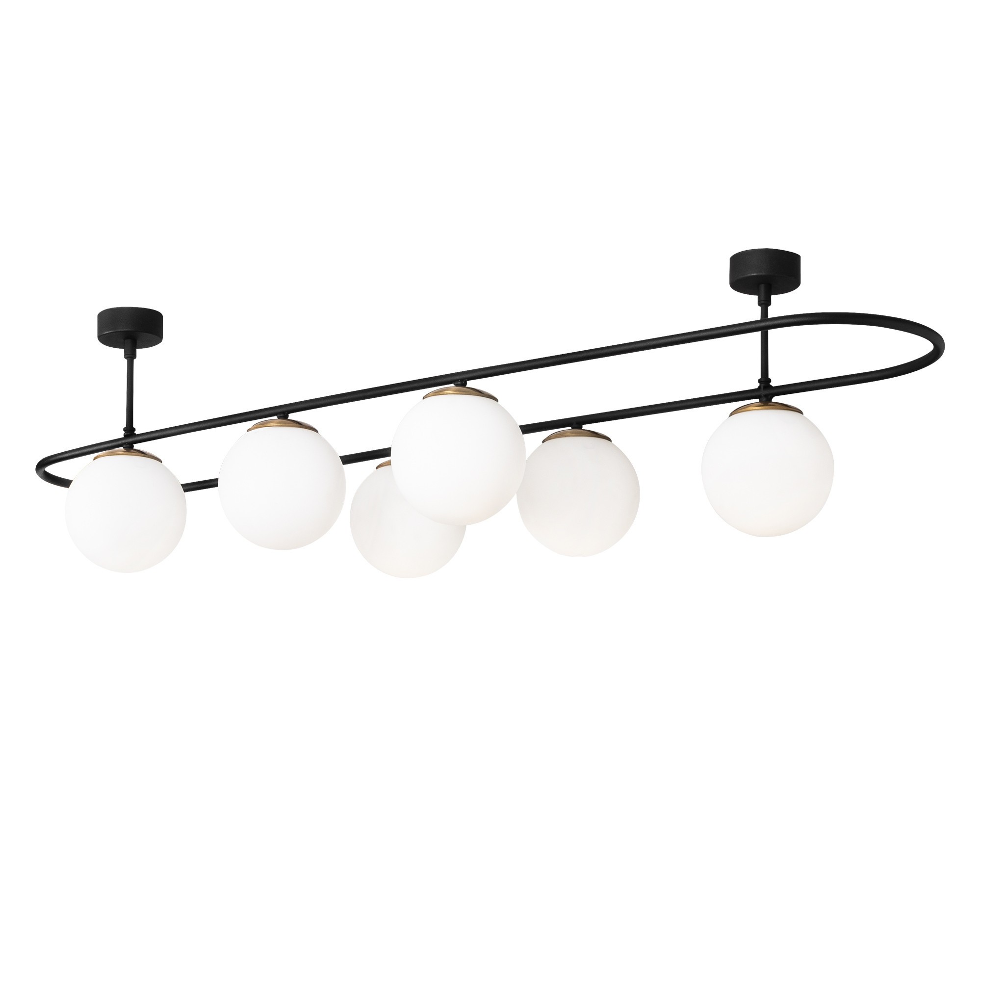 Lumi Cholet Loftlampe Hvid Glas Og Sort Metal