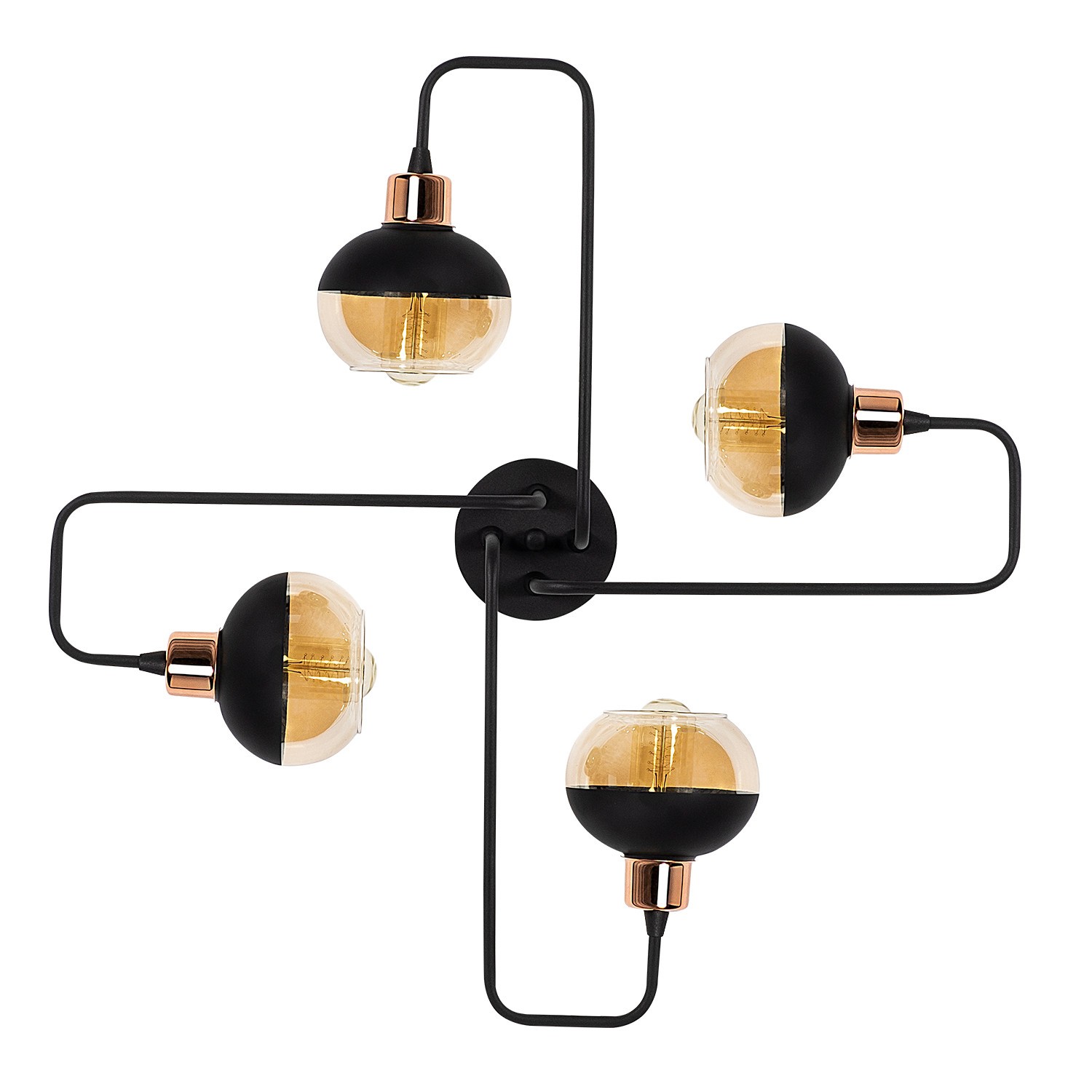 Lumi Cruz Loftlampe Glas Og Kobber Sort Jern