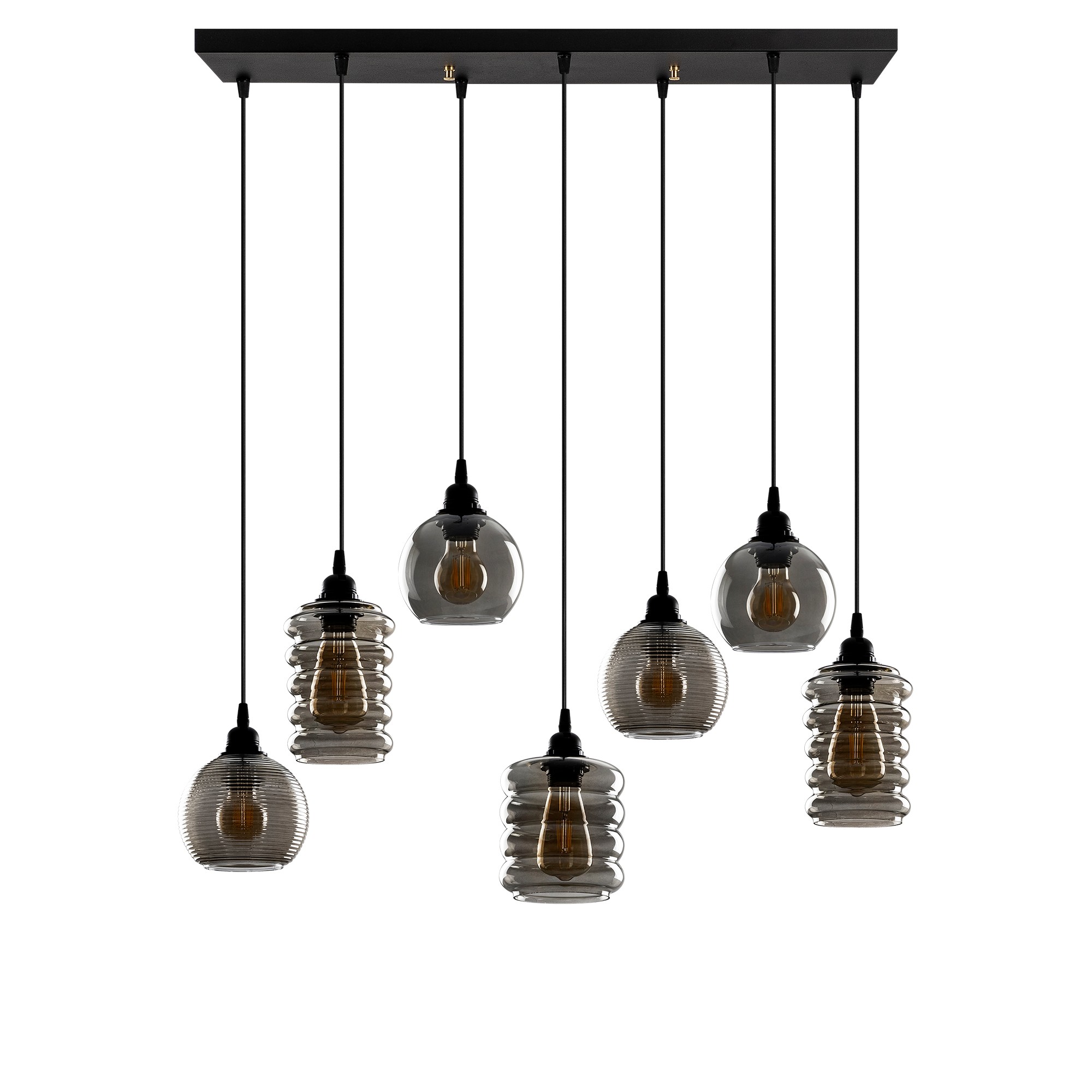 Lumi Kyklonix Loftlampe Røgfarvet Glas Og Sort Jern