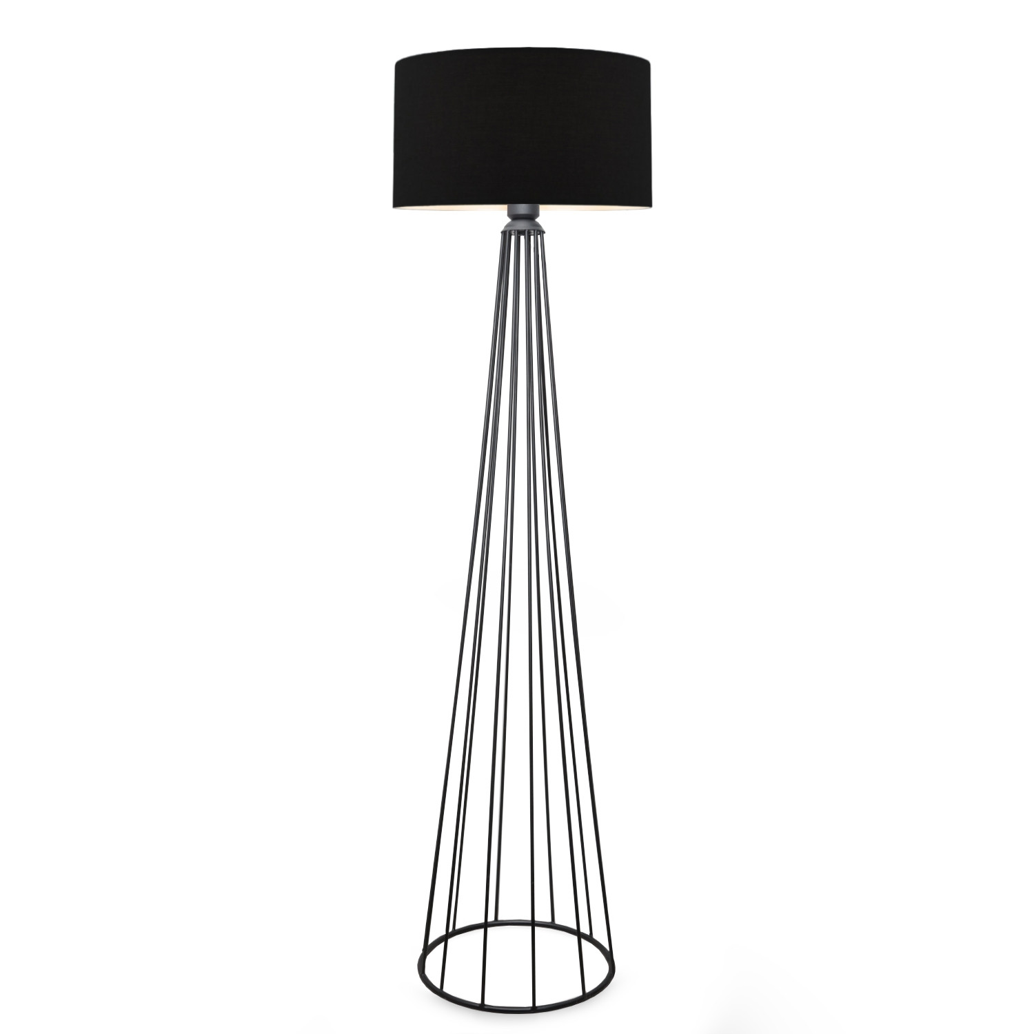 Lumi Laval Gulvlampe Sort Stof Og Sort Metal