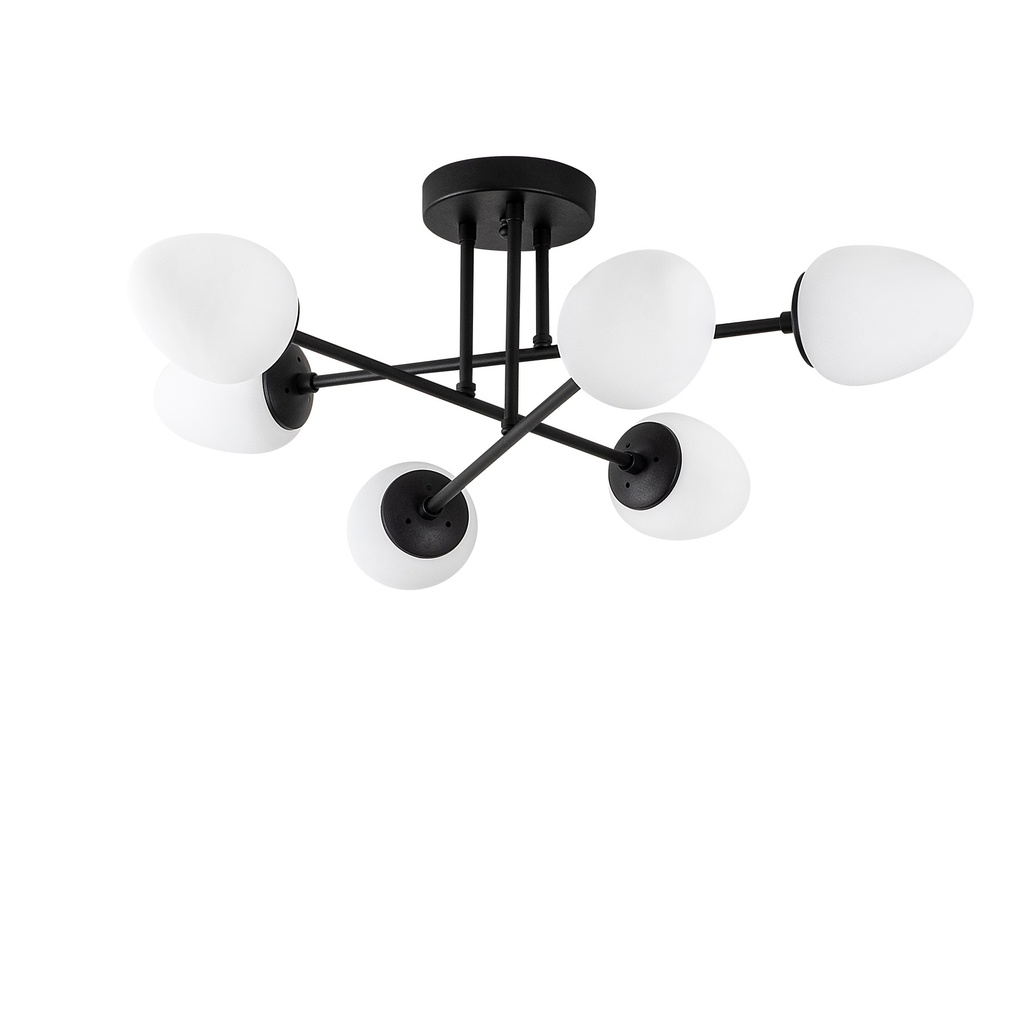 Lumi Loftlampe Creme Glas Og Sort Metal