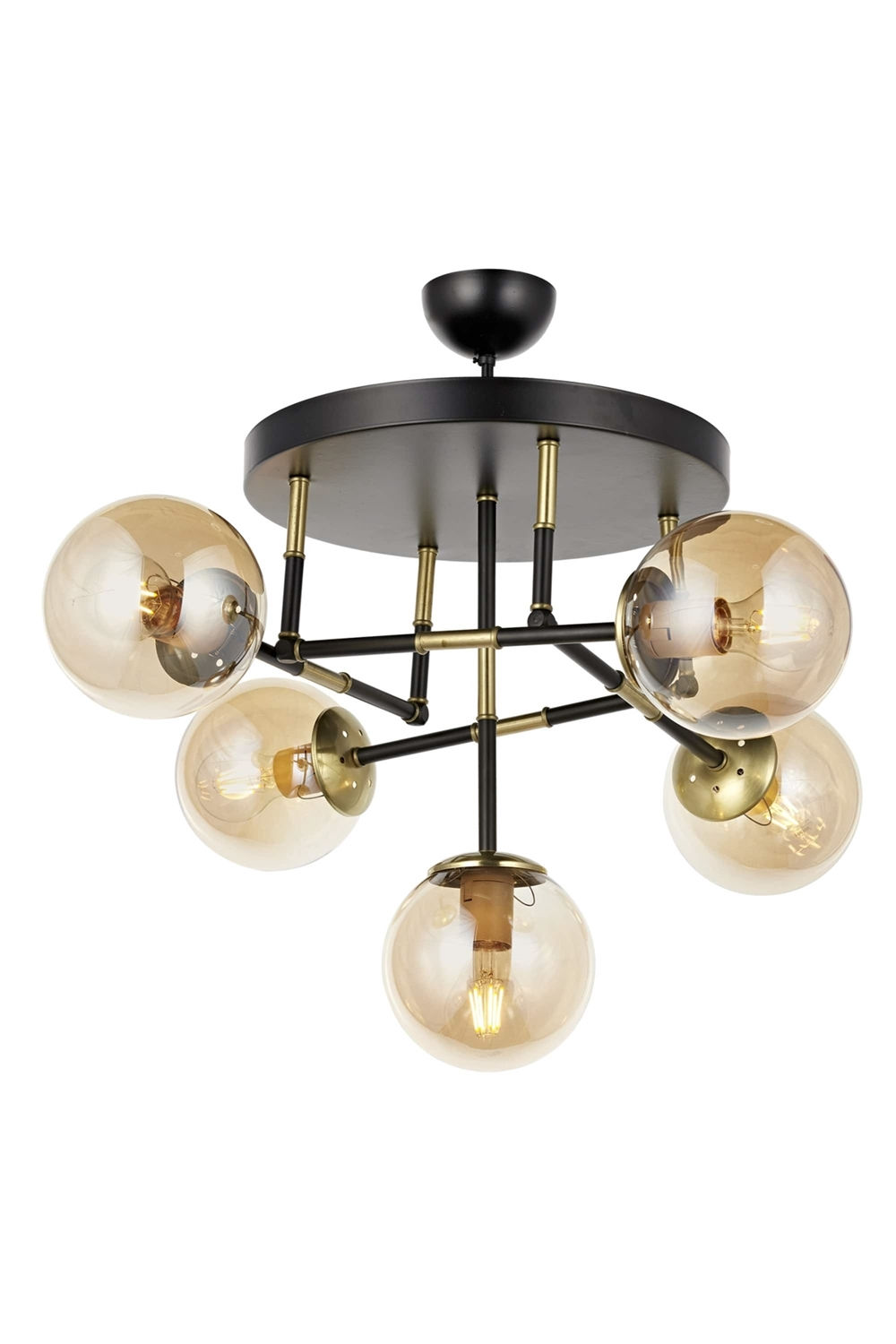 Lumi Loftlampe Guldfarvet Glas Metal Og Sort Metal