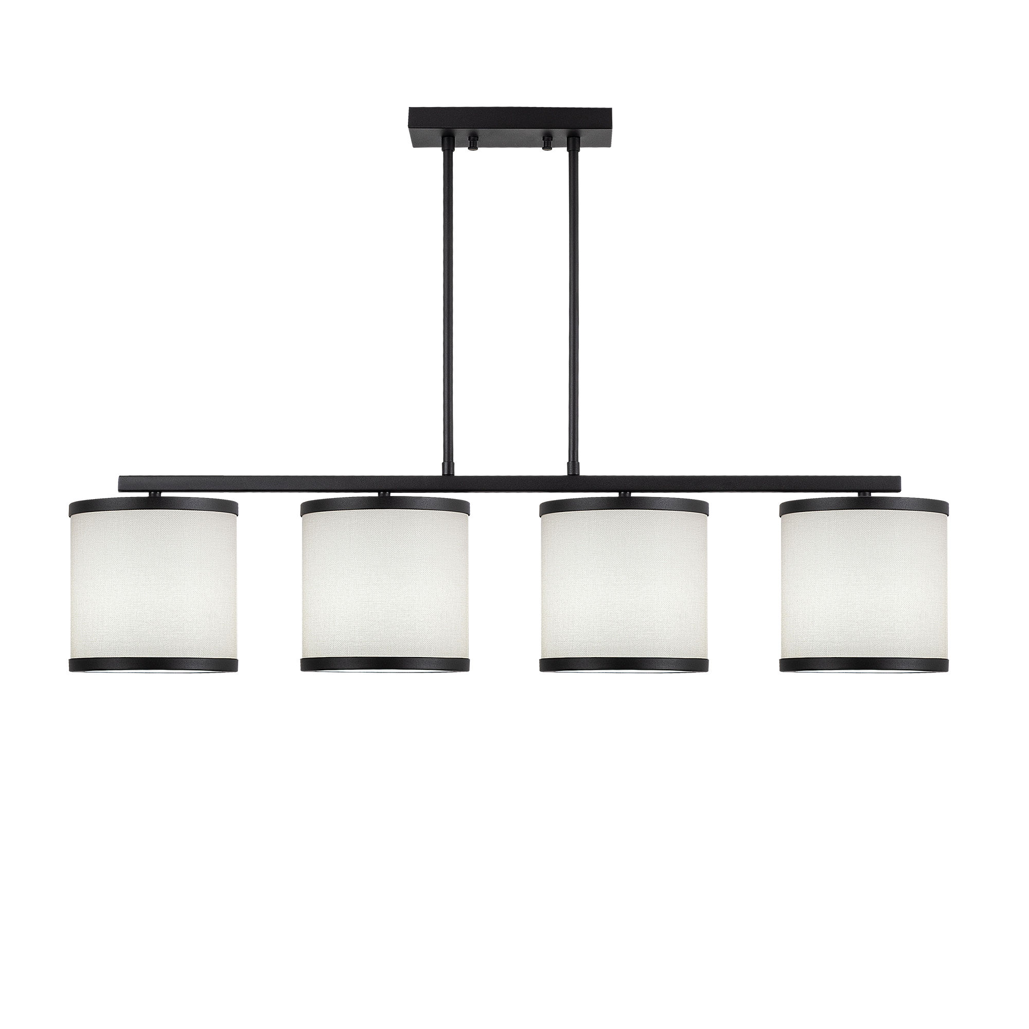 Lumi Loftlampe Hvid Stof Og Sort Metal