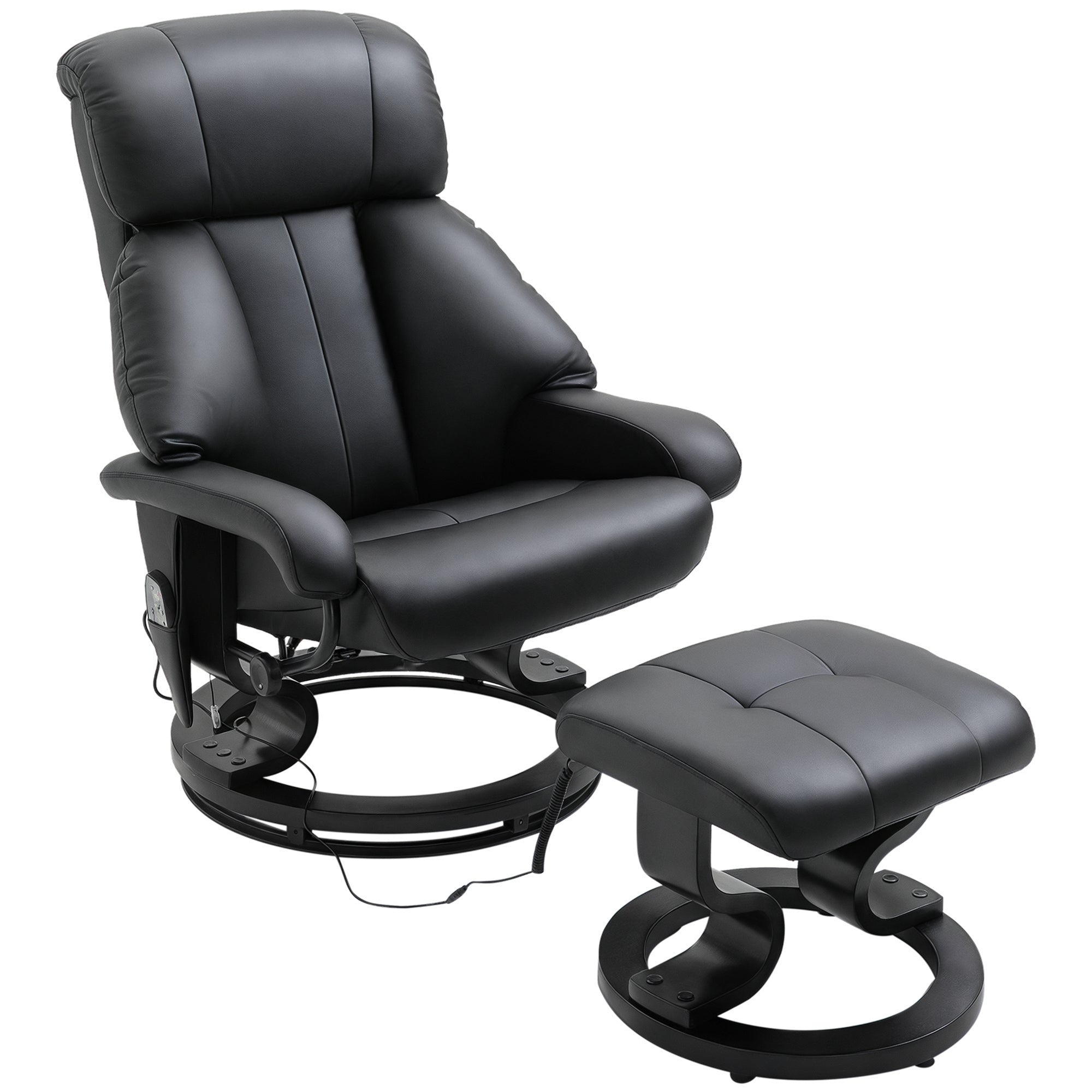 Massagestol Med Fodskammel  10 Vibrationspunkter  145â  Justerbar Ryglæn  Sort