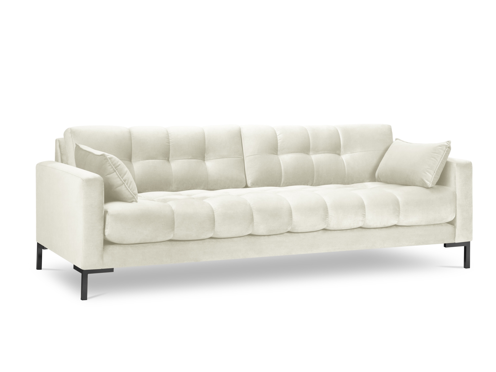 Micadoni Mamaia Sofa Sæder Beige Fløjl Og Sort Metal