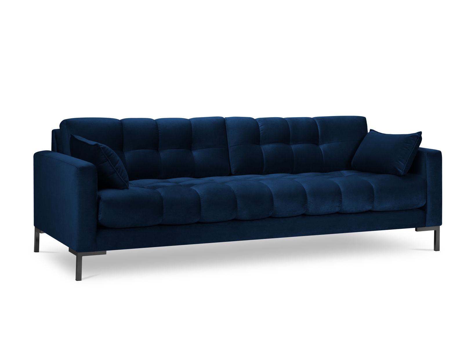 Micadoni Mamaia Sofa Sæder Blå Fløjl Og Sort Metal
