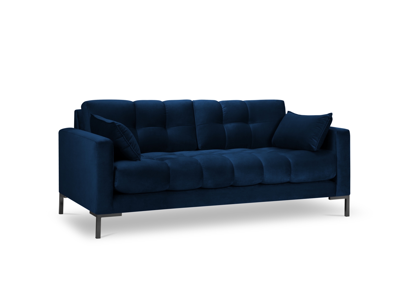 Micadoni Mamaia Sofa Sæder Blå Fløjl Og Sort Metal
