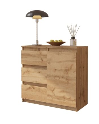 Mikel Kommode Med   Skuffer Naturfarvetâ H75cm B80cm D35cm