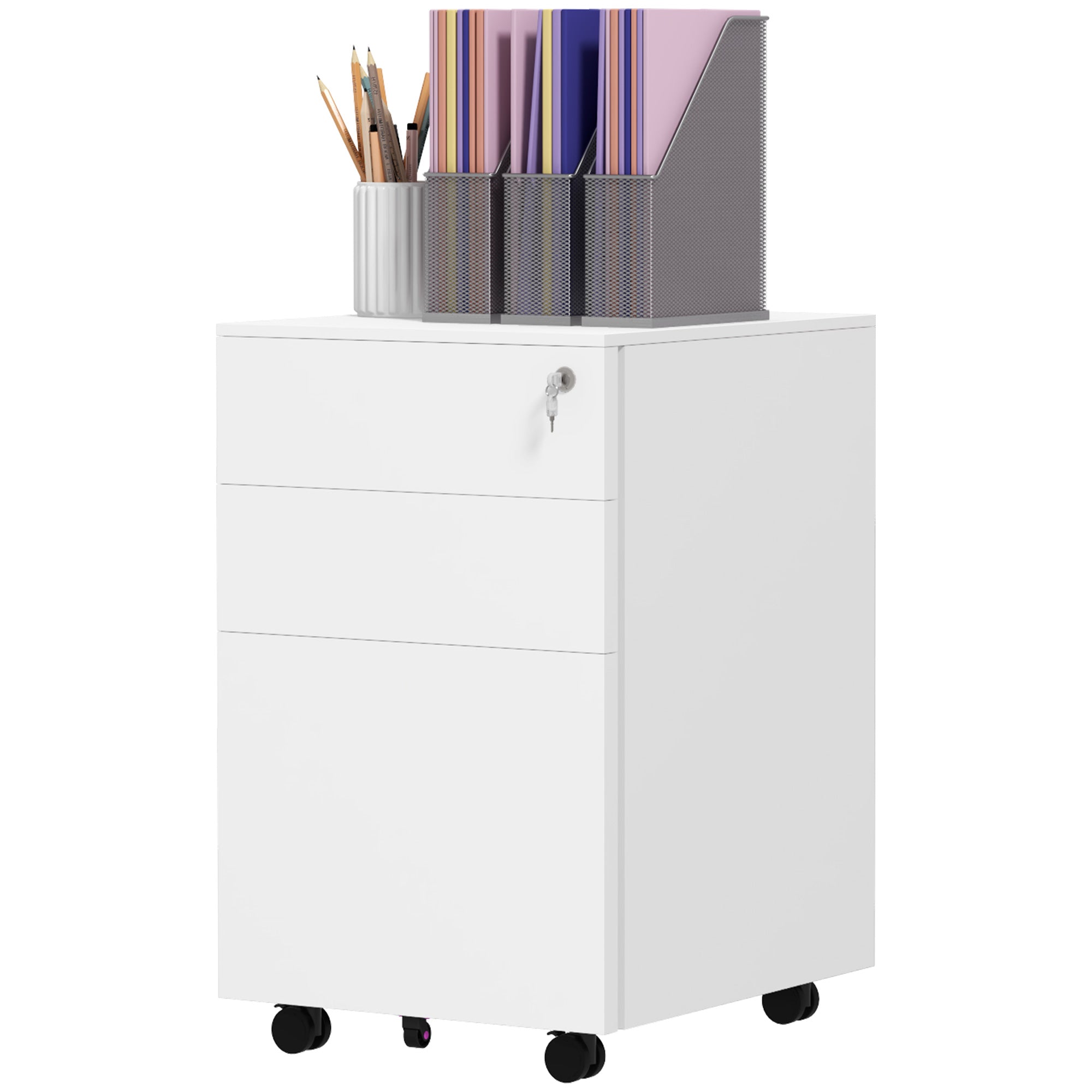 Mobilt Arkivskab    Skuffer  Aflåseligt  Rulleligt  37 Cm   43   Cm   60 Cm  Hvidt