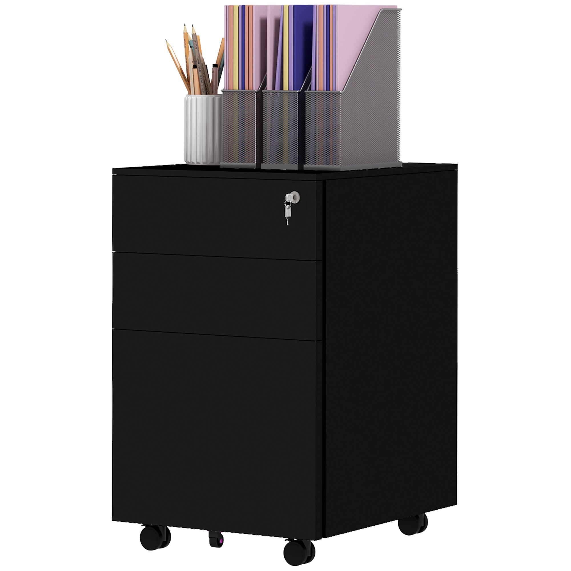 Mobilt Arkivskab    Skuffer  Aflåseligt  Rulleligt  37 Cm   43   Cm   60 Cm  Sort