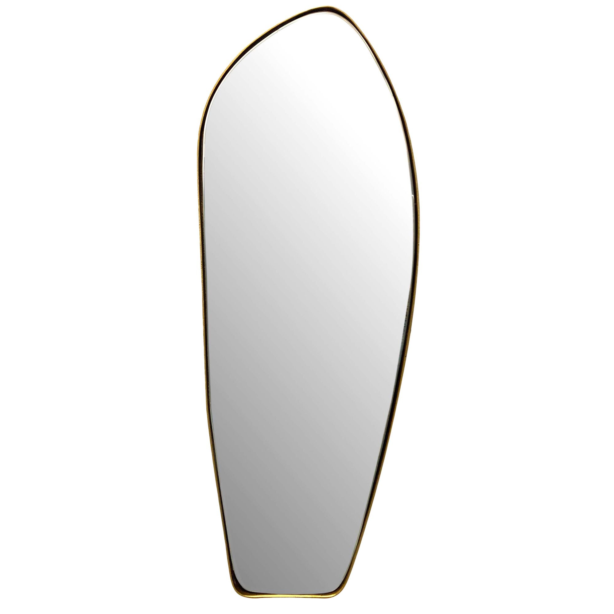 Moderne  Asymmetrisk Vægspejl   33x90 Cm Med En Dekorativ Guld Metalramme