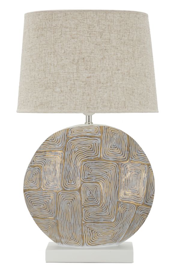 Moderne Bordlampe   Polyresin  Jern And Stof    38x64 Cm