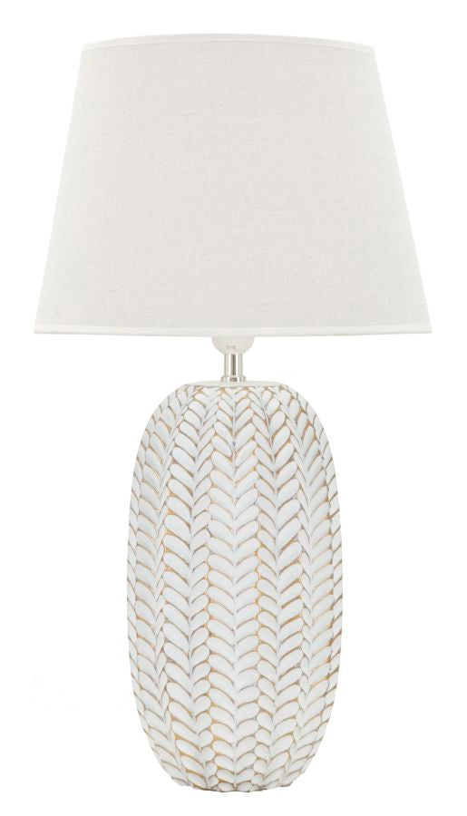 Moderne Bordlampe   Polyresin  Jern And Stof   35x65 Cm
