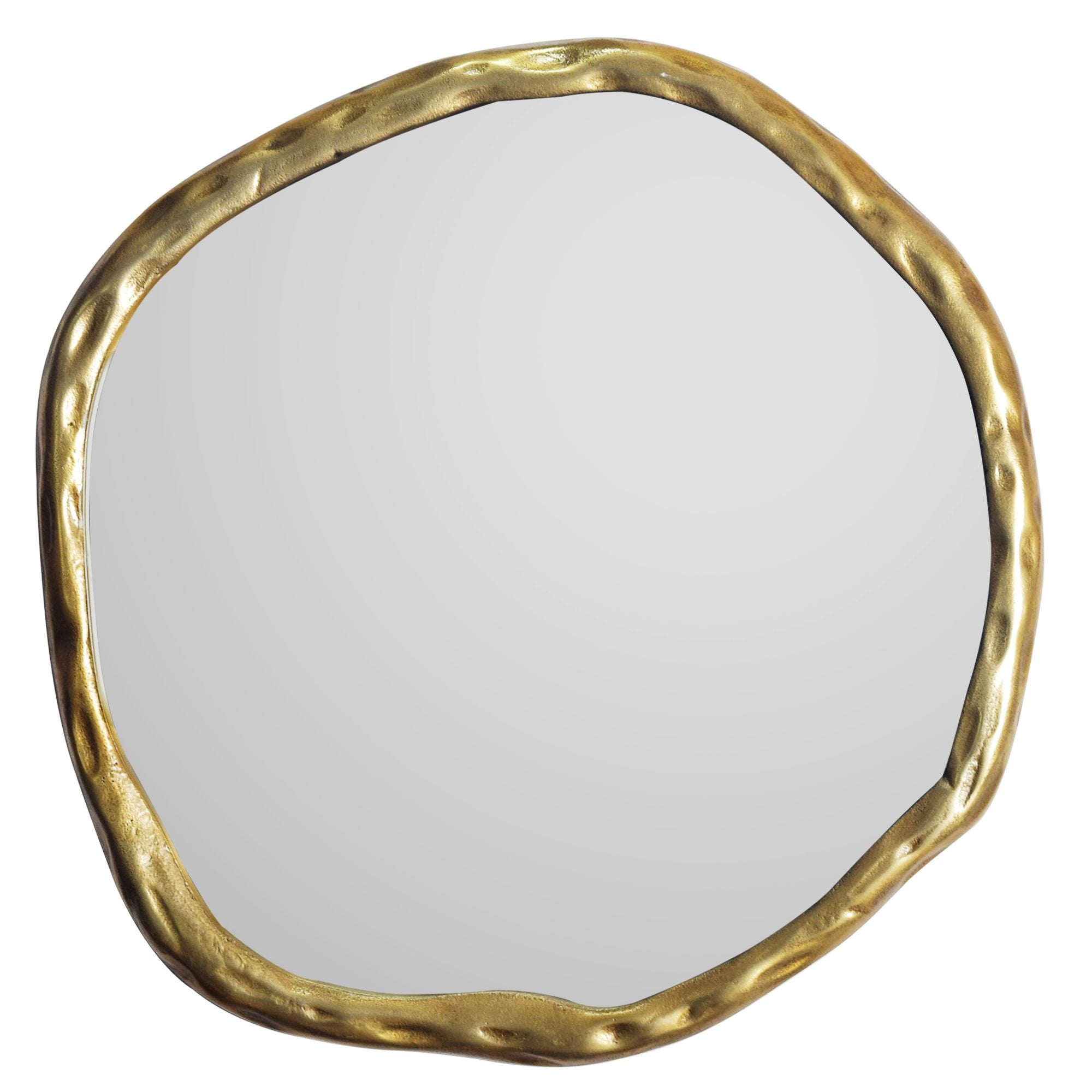 Moderne  Firkantet Vægspejl   60x60 Cm Med En Dekorativ Guld Aluminiumramme
