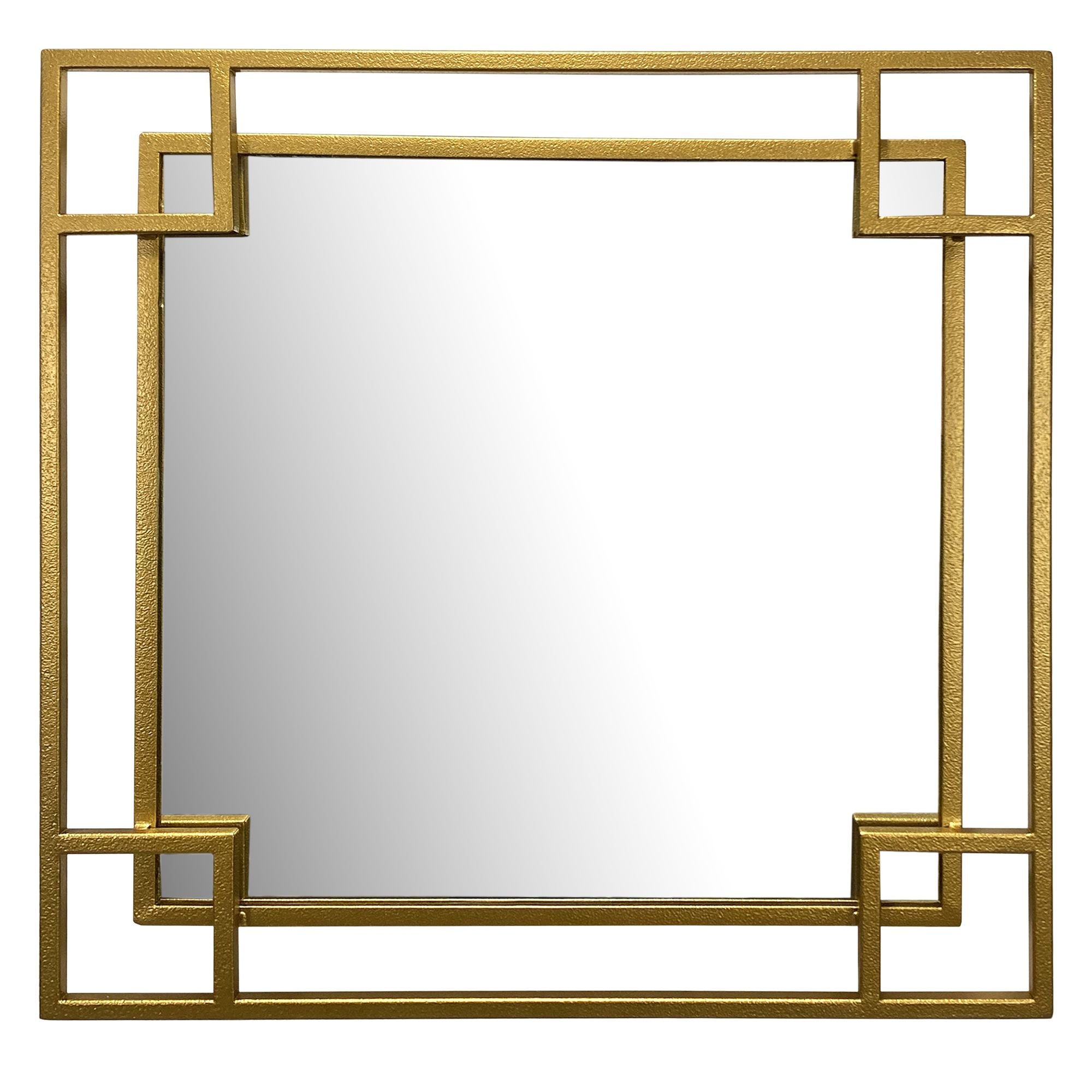 Moderne  Firkantet Vægspejl   80x80 Cm Med En Dekorativ Guld Metalramme
