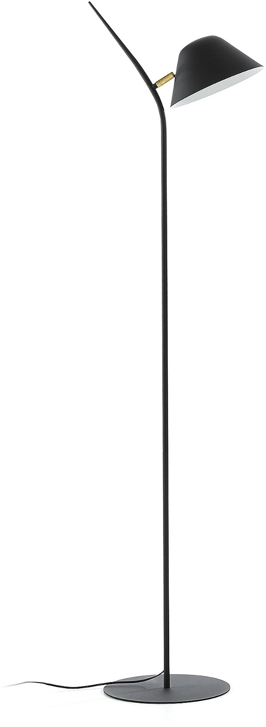 Moderne Gulvlampe Kave Home Aurelia   Sort Metal Med Gyldne Detaljer H152 Cm