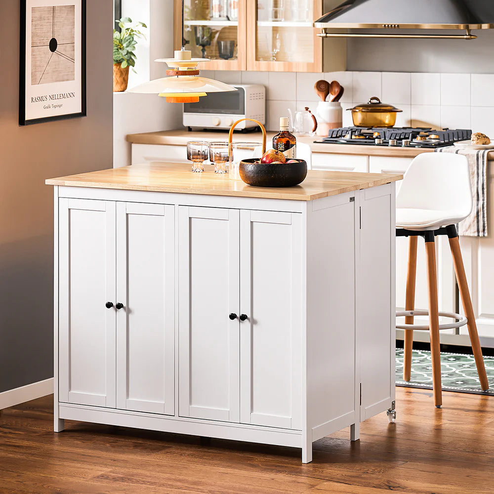 Moderne Køkkenø Med Masser Af Opbevaringsplads  L107xb76xh92 Cm  Hvid