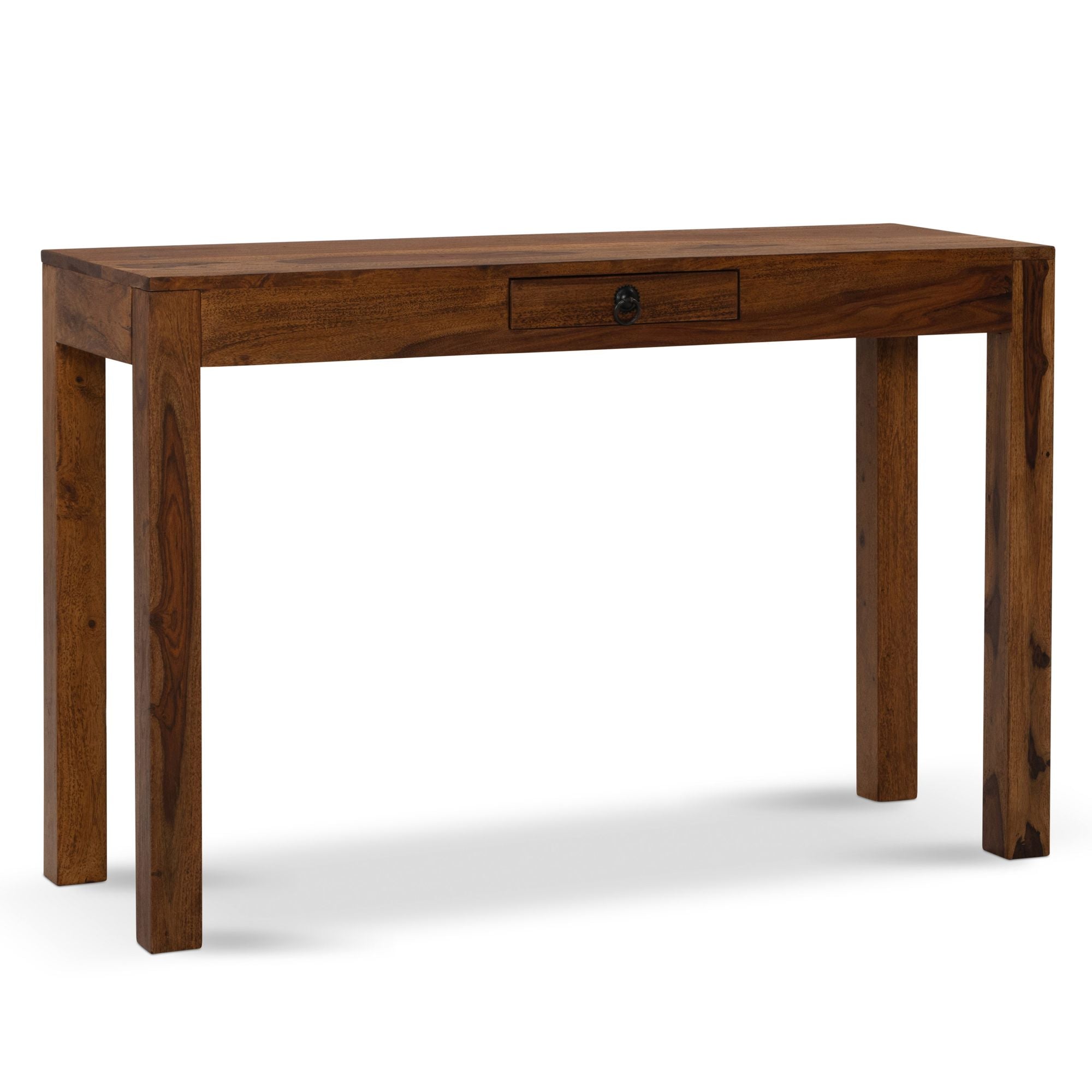 Moderne Skrivebord   Massivt Sheeshamtræ Med Skuffe Håndlavet Design  118x40x76 Cm