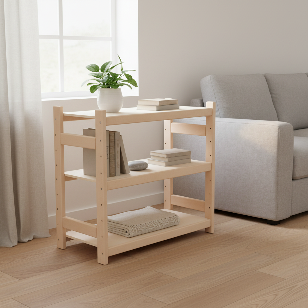 Modulær Reol Bøgetræ Hylder 60 80 43 Cm
