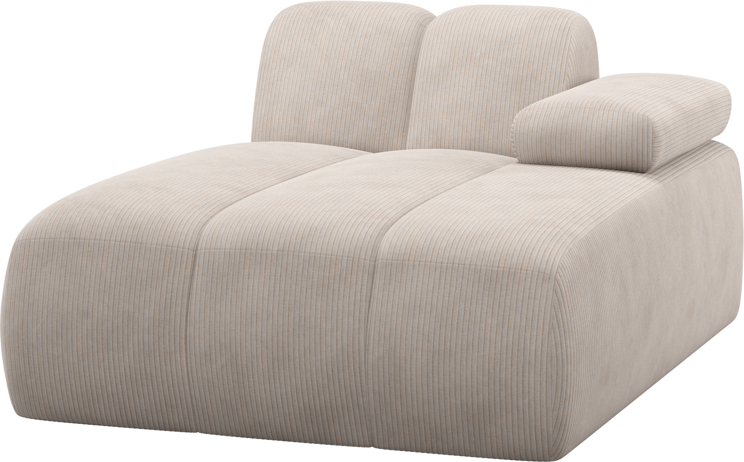 Modulsofa Chaiselong Woood Mojo Højrevendt Ecru Ribstof Jacquard 124x162 Cm Justerbare Armlæn