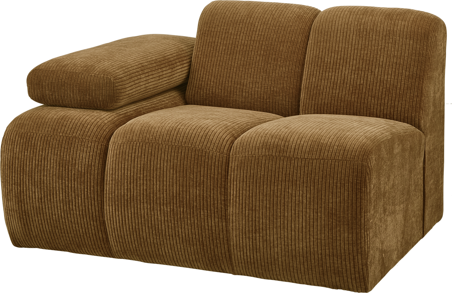 Modulsofa Woood Mojo  -pers  Sofamodul Med Manuelt Justerbart Armlæn Venstre  Honninggul Ribstof Jacquard 100  Polyester