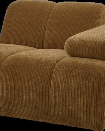 Modulsofa Woood Mojo  -personers Modul  Højre Armlæn  Honninggul Fløjlsagtig Ribstof 124 Cm