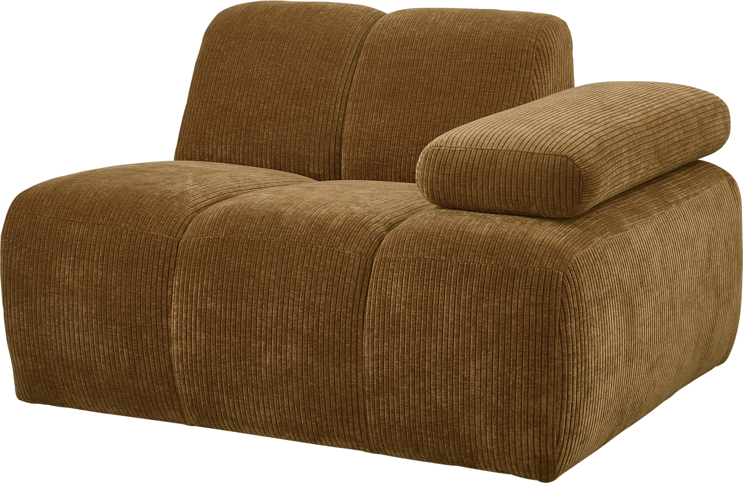 Modulsofa Woood Mojo  -personers Modul  Højre Armlæn  Honninggul Fløjlsagtig Ribstof 124 Cm