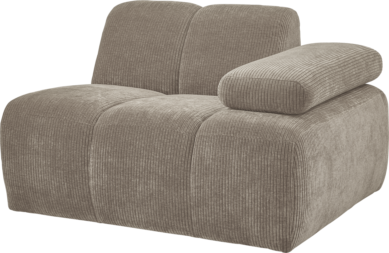 Modulsofa Woood Mojo  -personers Sofamodul Højre Armlæn  Justerbart  Ribstof 100  Polyester Mørk Sand Jacquardvævet