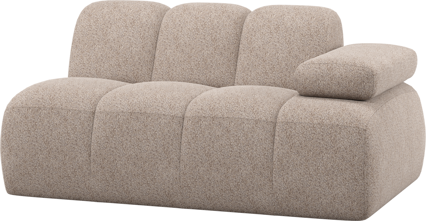 Modulsofa Woood Mojo    -personers Sofamodul Højre  Mørk Sand Chenille  Manuelt Justerbare Armlæn  Martindale 100 000