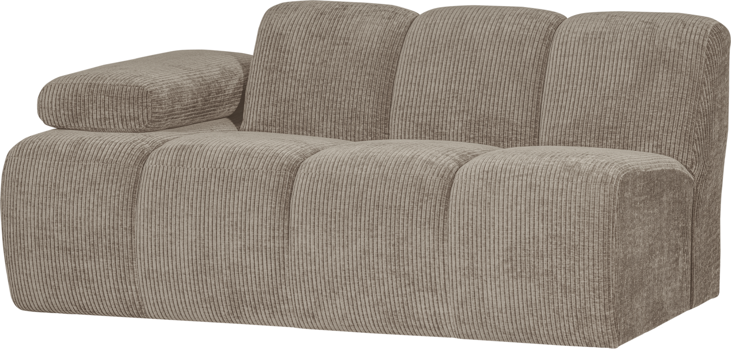 Modulsofa Woood Mojo    -personers Sofamodul Venstrevendt Remy Rib Ribstof Mørk Sand B164 Cm