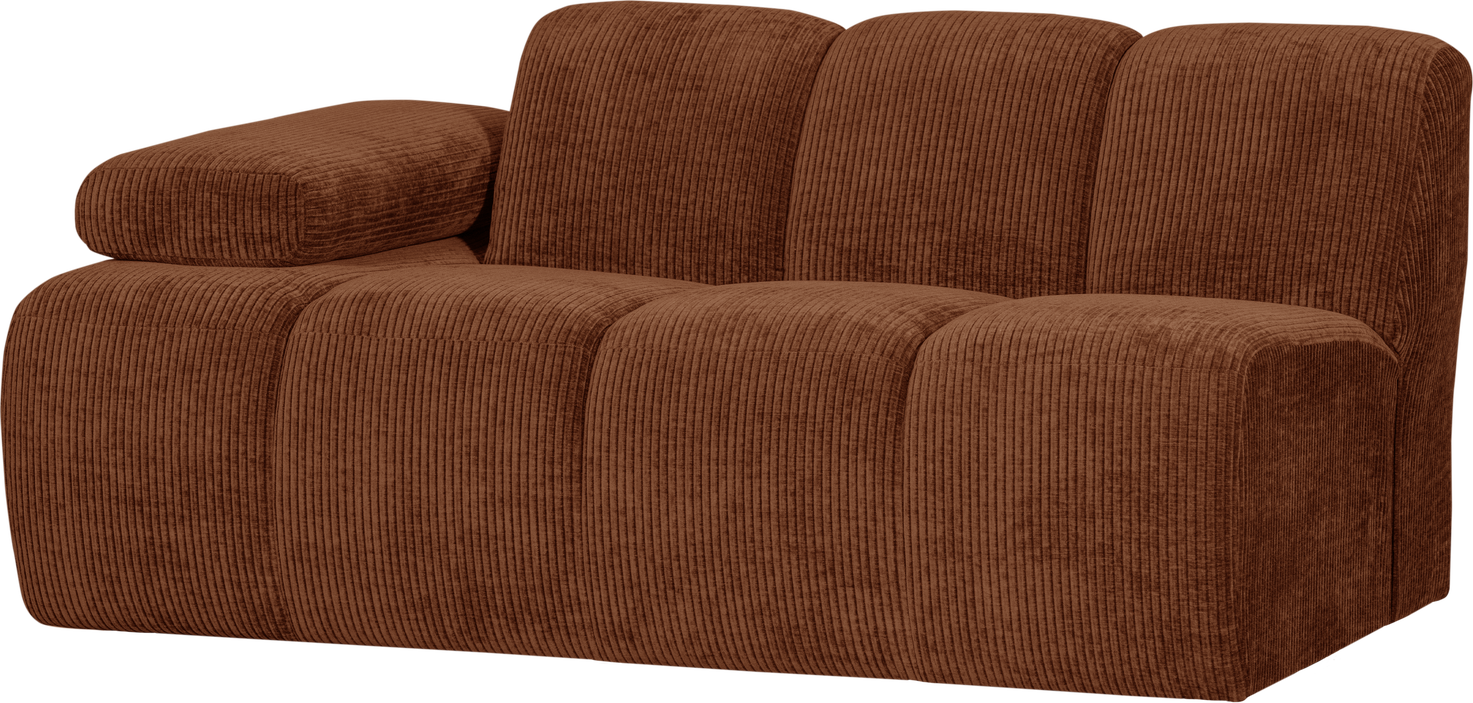 Modulsofa Woood Mojo    -personers Venstrevendt Armlæn  Rustbrun Fløjlsagtig Ribstof  164 Cm