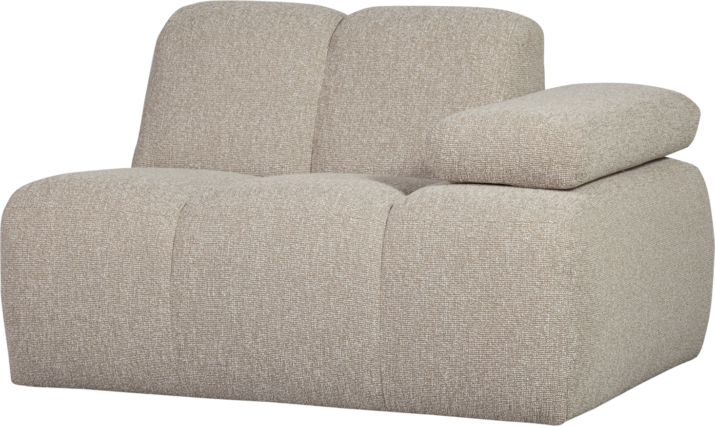 Modulsofa Woood Mojo  -persons Sofamodul Højrevendt  Manuelt Justerbart Armlæn  Bouclé 100  Polyester  Beige Melange