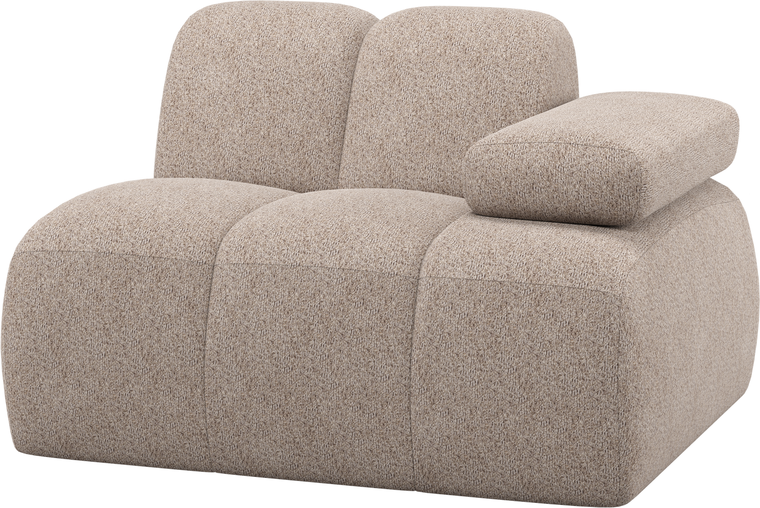 Modulsofaelement Woood Mojo  -siddeelement  Armlæn Højre  Valley   Chenille Mørk Sand  B124 D97 H74 Cm