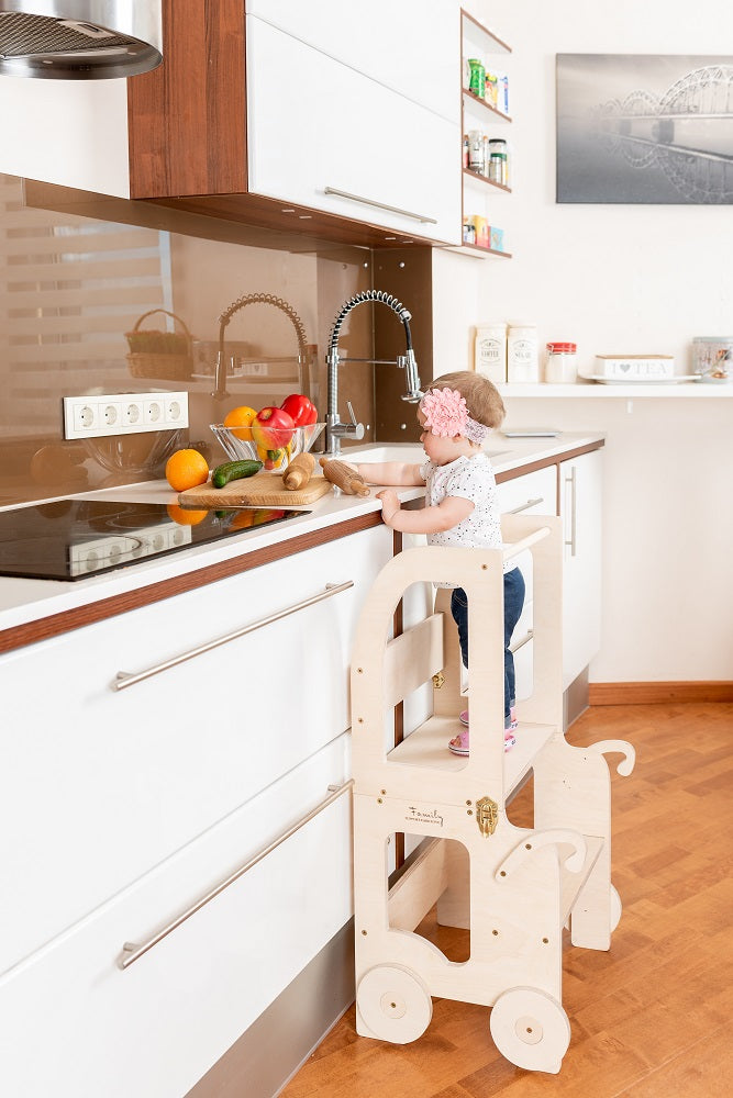 Montessori Køkkentrappe Til Barn  Naturfarvet