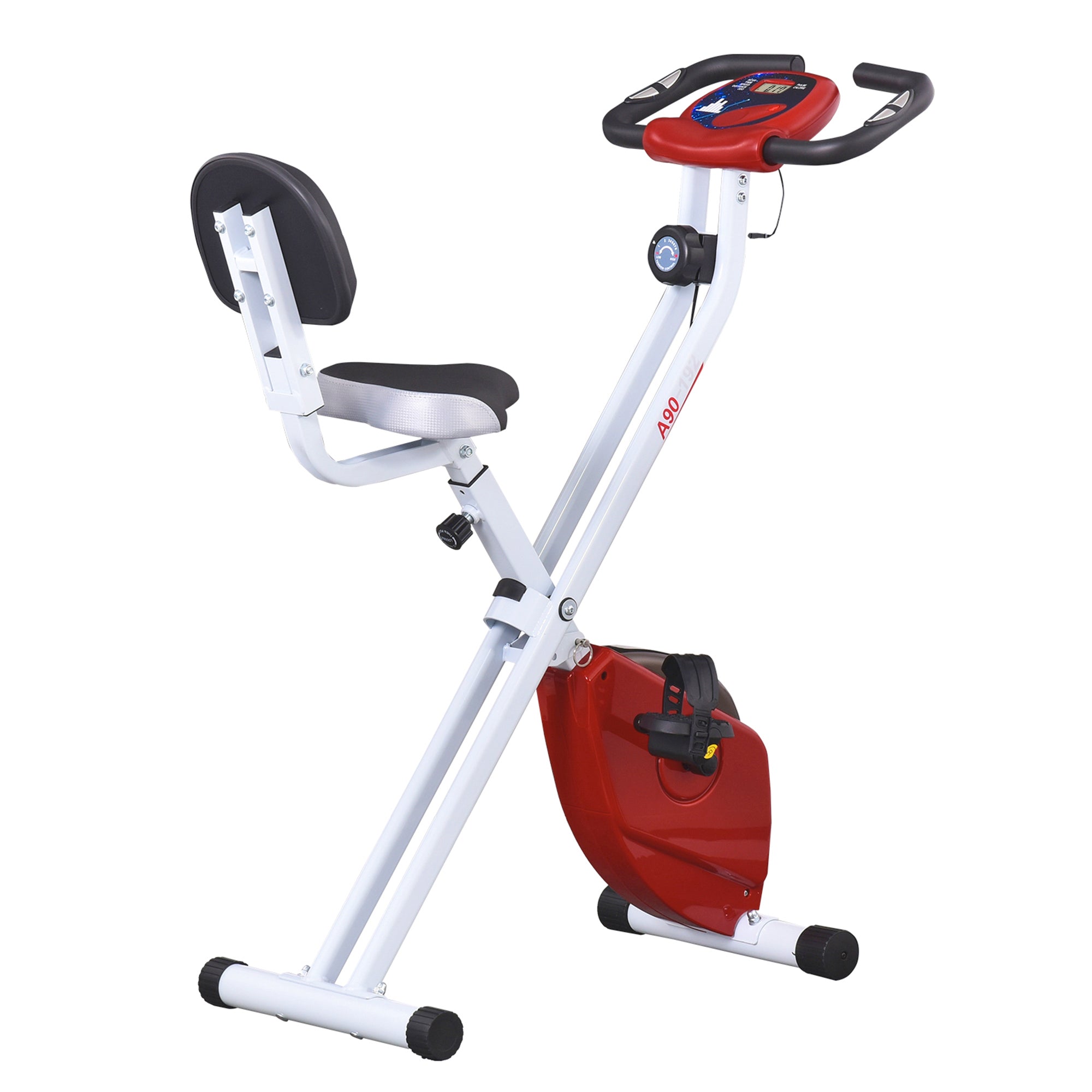 Motionscykel Med Magnetisk Modstand    Niveauer  Højdejusterbar  Lcd-display  Rød   Hvid