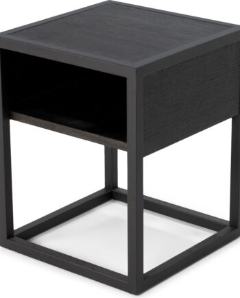 Natbord Sengebord Spinder Design Diva 50ã 40ã 40 Cm Sort Lakeret Stål Og Egetræ