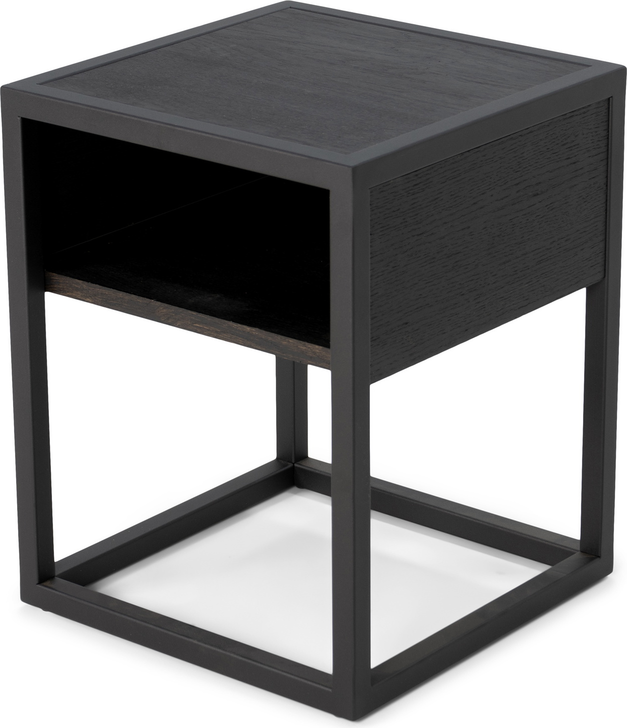 Natbord Sengebord Spinder Design Diva 50ã 40ã 40 Cm Sort Lakeret Stål Og Egetræ