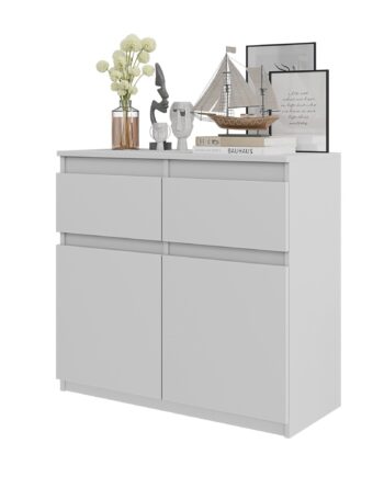 Noah Kommode Med   Skuffer Mat Hvid H75cm B80cm D35cm