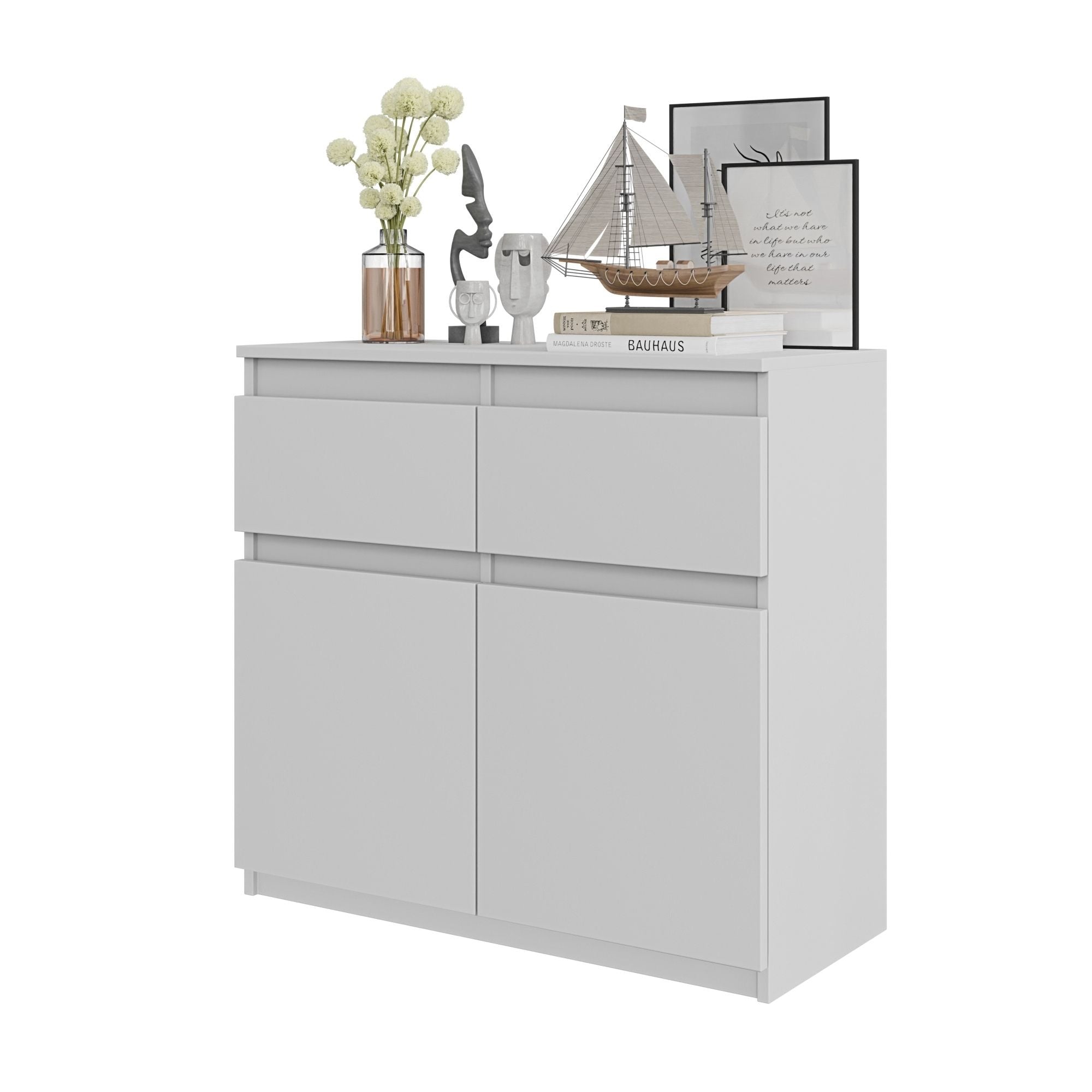Noah Kommode Med Skuffer Mat Hvid H75cm B80cm D35cm