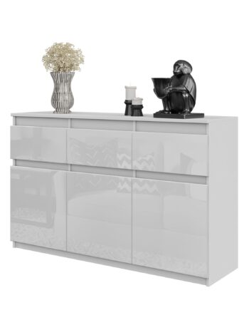 Noah Kommode Med   Skuffer Mat Hvid   Højglans Hvid H75cm B120cm D35cm