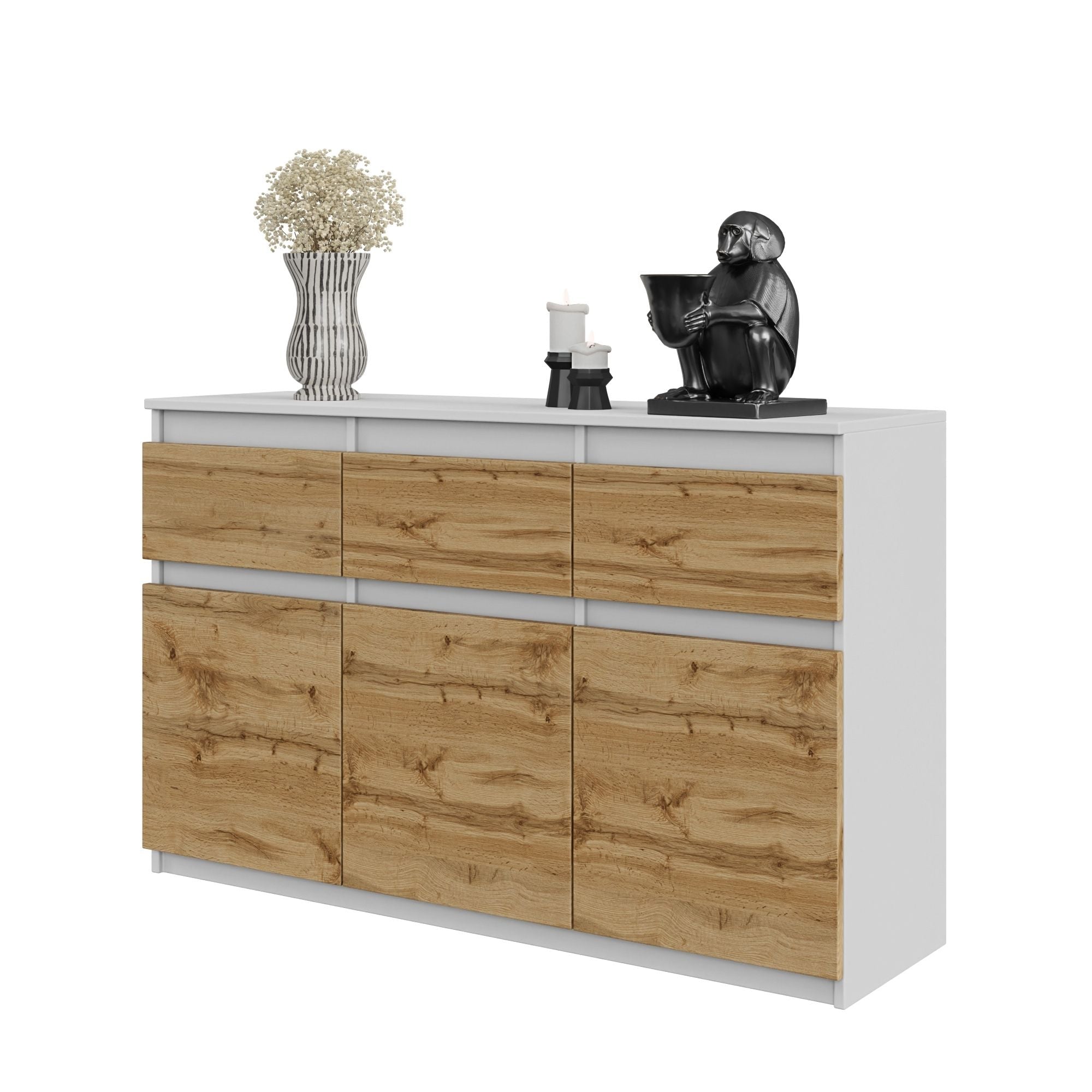 Noah Kommode Med Skuffer Mat Hvid Naturfarvet H75cm B120cm D35cm