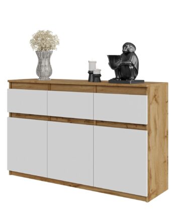 Noah Kommode Med   Skuffer Naturfarvet   Mat Hvid H75cm B120cm D35cm